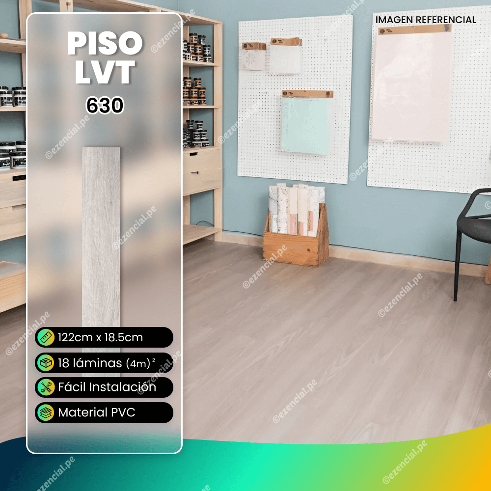 Piso LVT Premium Autoadhesivo tipo Madera #630 122cmx18.5cmx2mm - 1 Caja (18 láminas)