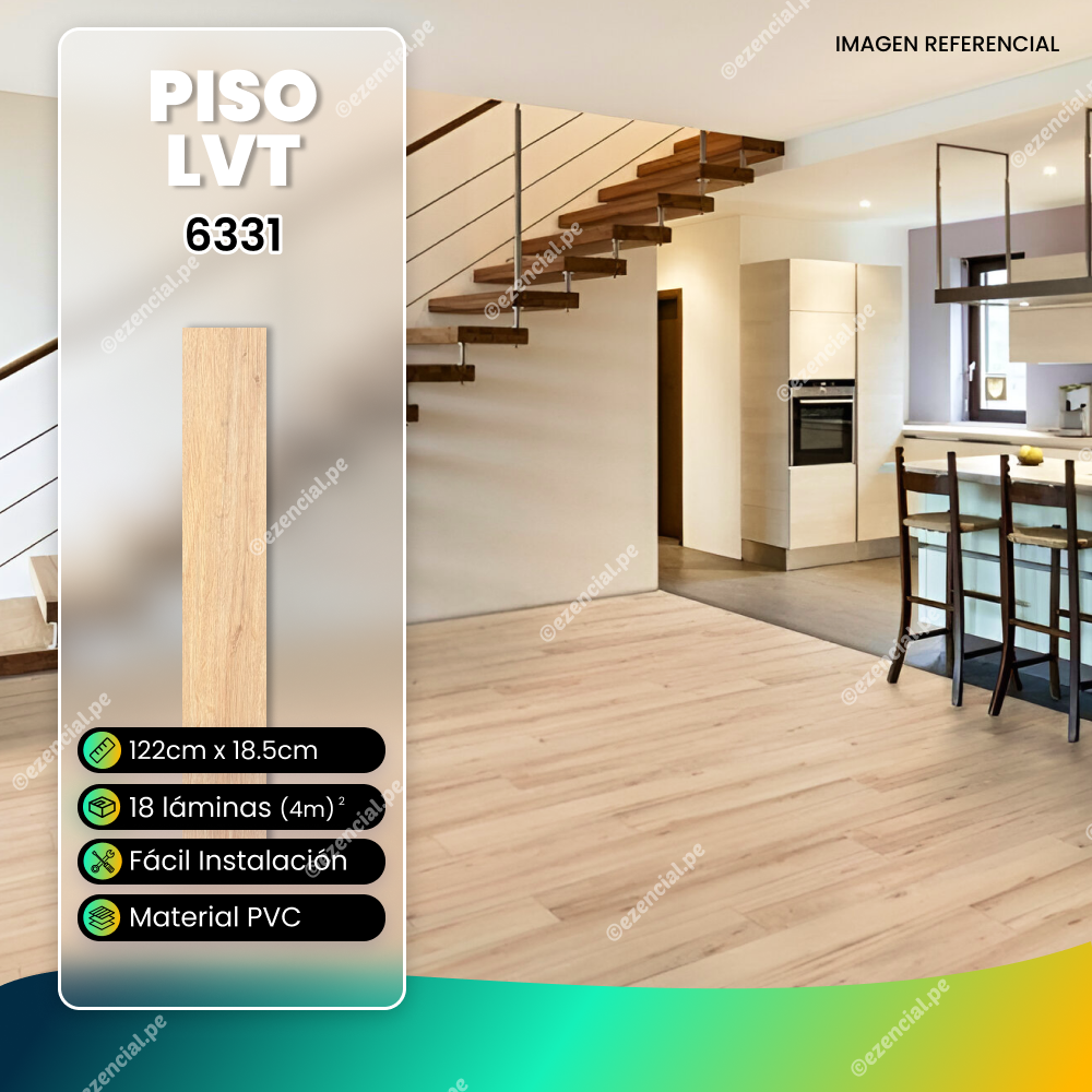 Piso LVT Premium Autoadhesivo tipo Madera #6361 122cmx18.5cmx2mm - 1 Caja (18 láminas)