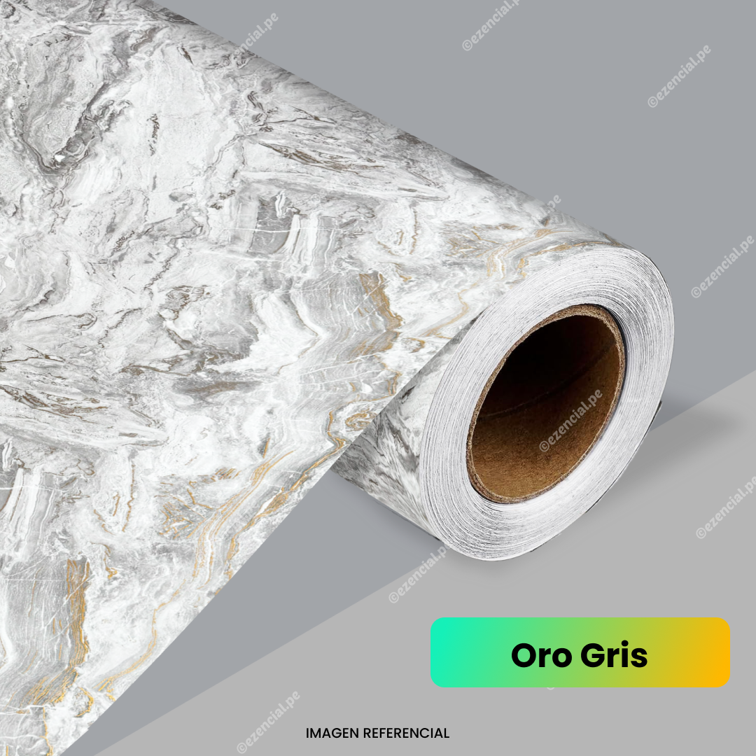 Rollo Autoadhesivo tipo Mármol Oro Gris 2.60m x 1.20m