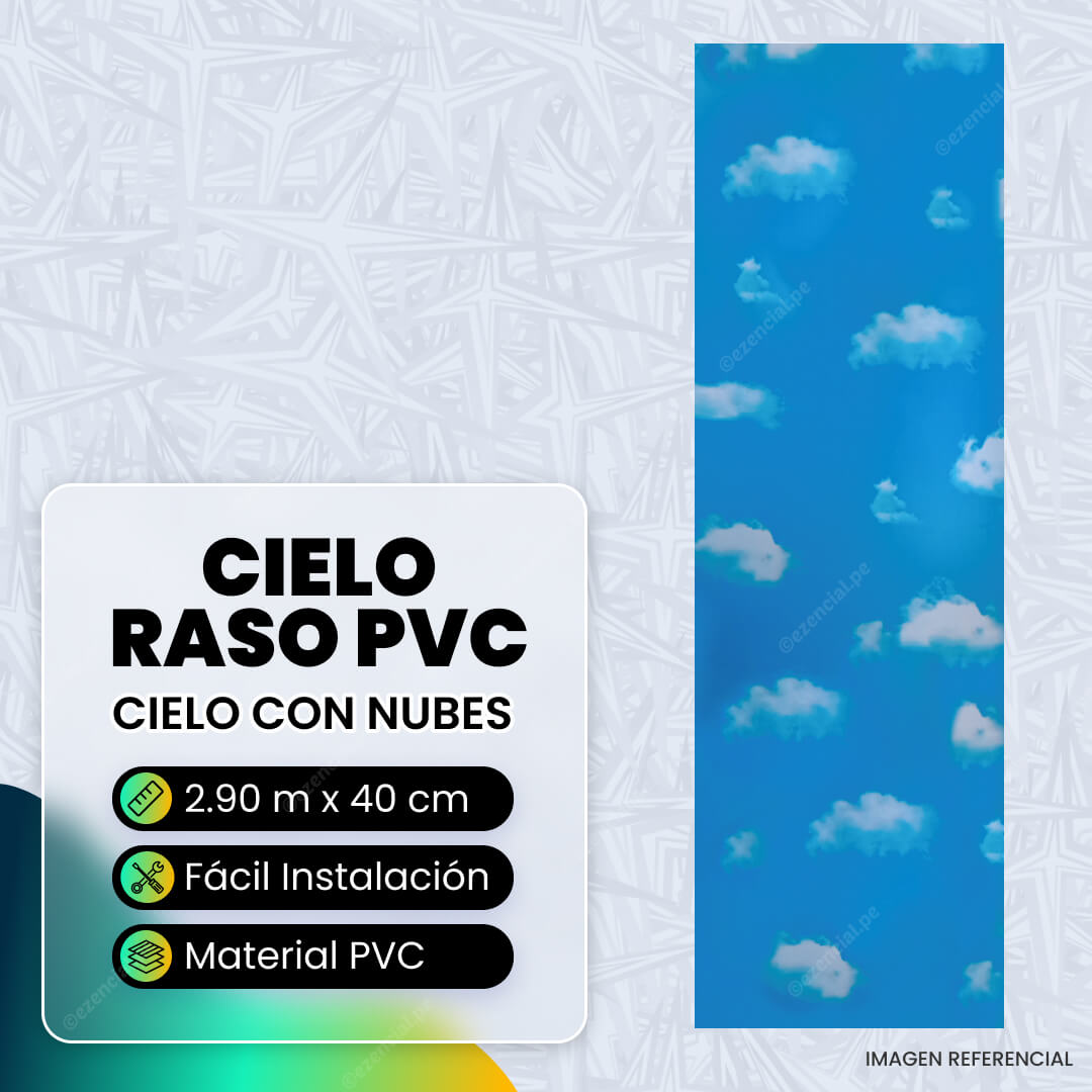 Cielo Raso PVC Cielo con Nubes 290x40cm