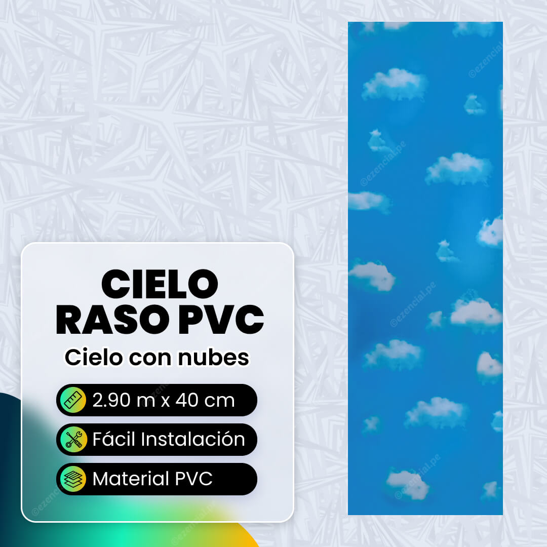 Cielo Raso PVC Cielo con Nubes 290x40cm