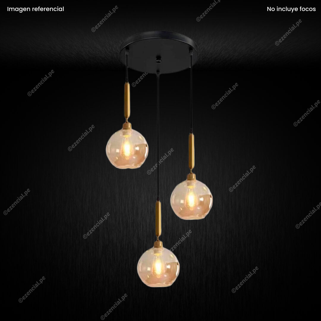 Lámpara Colgante Estilo Nórdico de 3 Bolas de Cristal LED