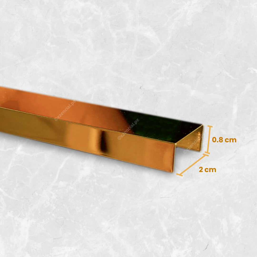 Línea Decorativa Oro de Acero Inoxidable 2.4m x 2cm