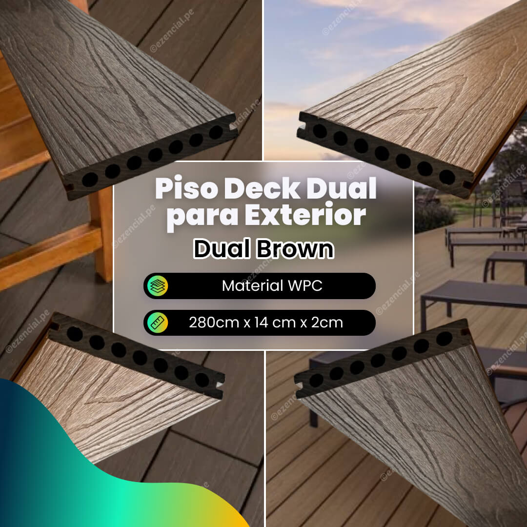 Piso Deck para exterior Dual Brown 280x14cm