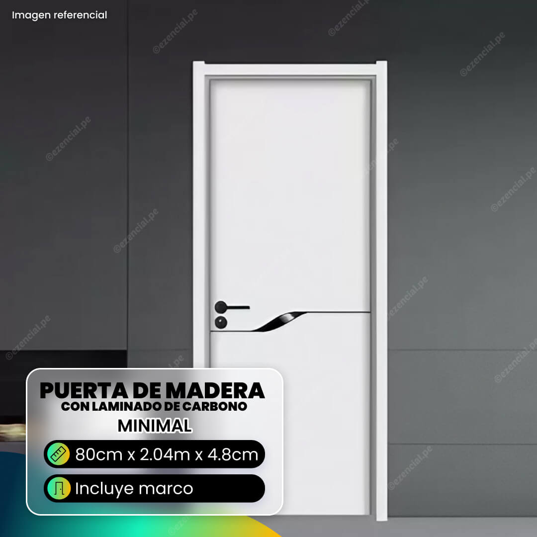 Puerta de Madera Maciza Minimal 80cm x 2.04m x 4.8cm