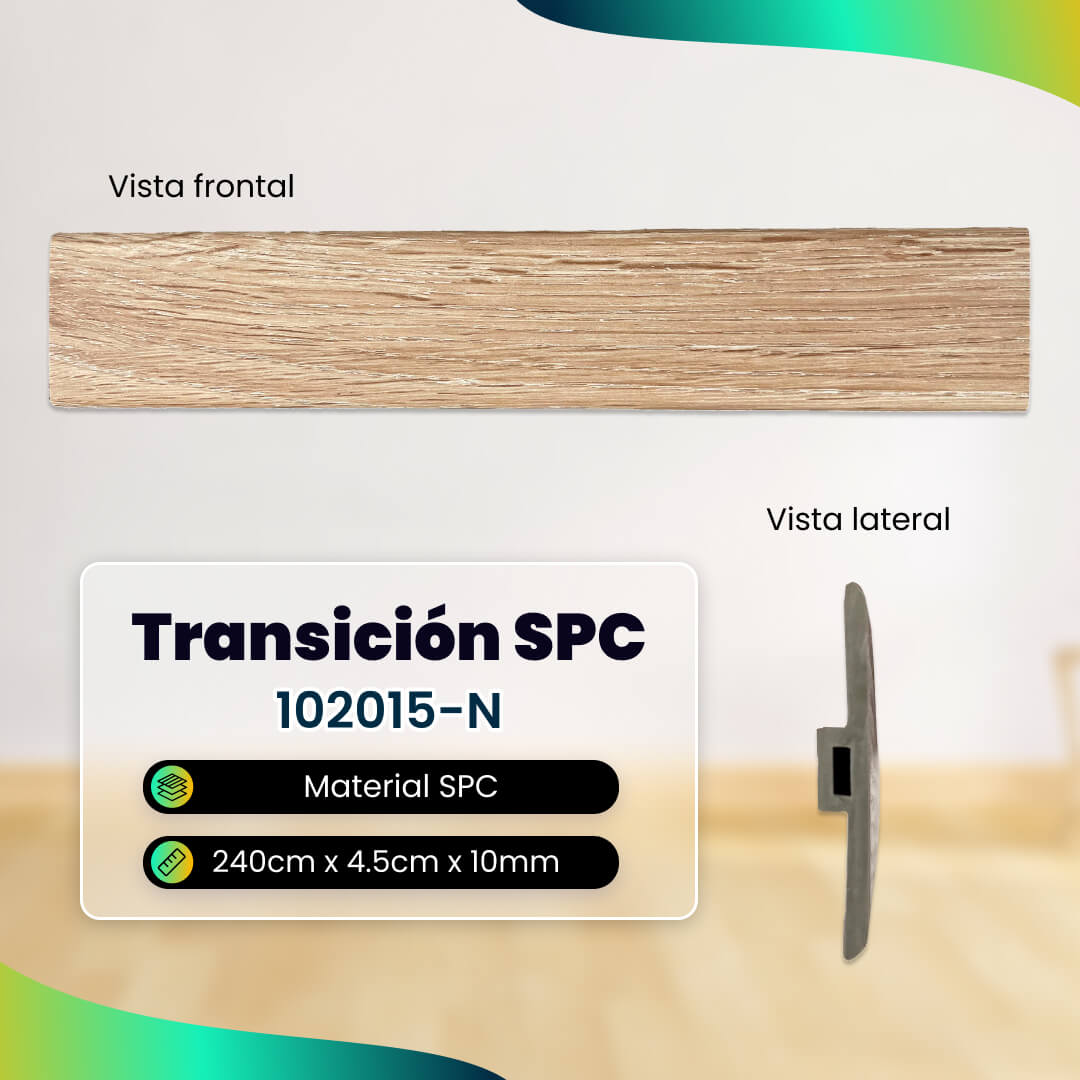 Transición tipo T para Piso Vinílico SPC #102015-N 240x4.5cm